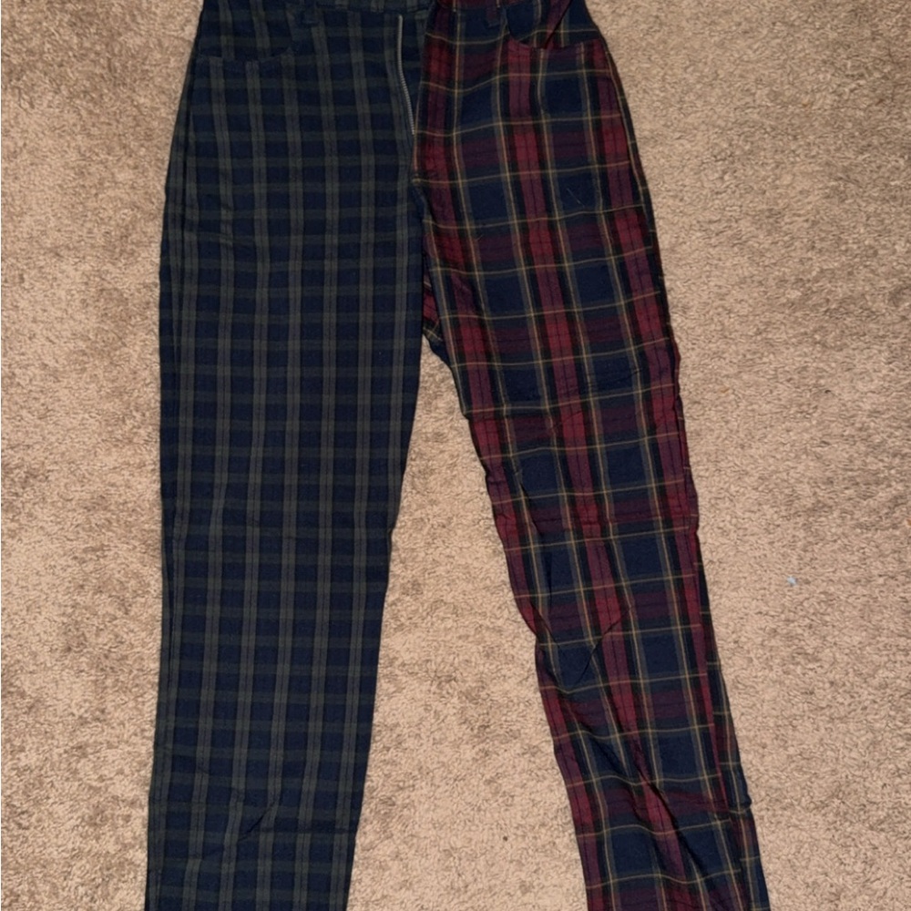 Hollister Plaid Skinny Pants - Blue and Red